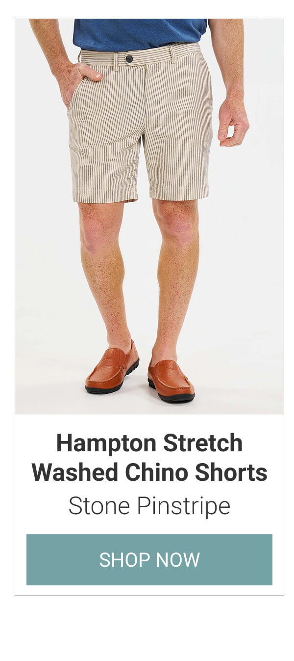Stone Pinstripe Hampton Stretch Washed Chino Shorts