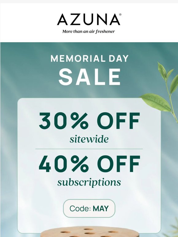 Memorial Day Sale: 30% OFF everything
