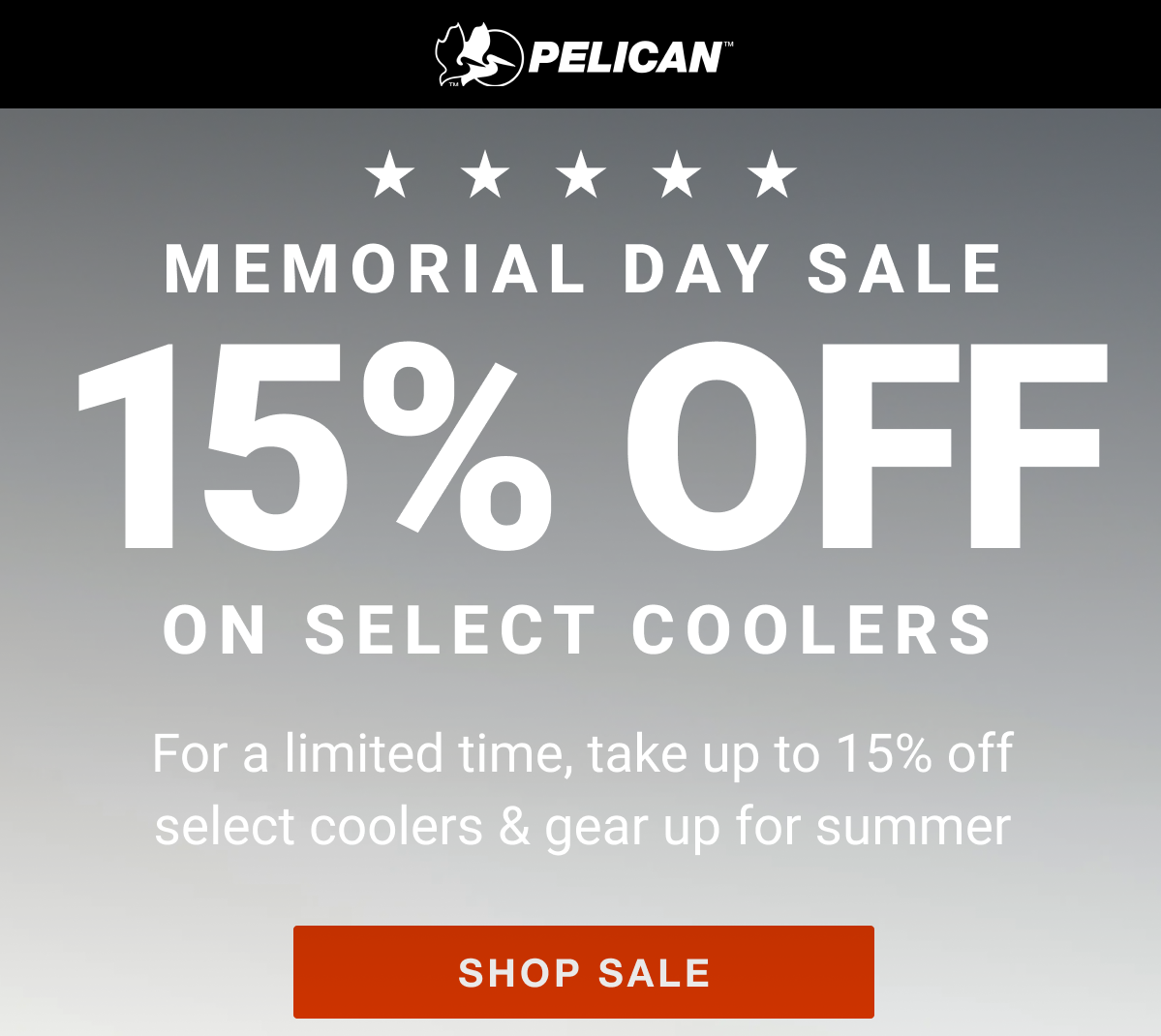 Memorial Day 15% off Select Coolers