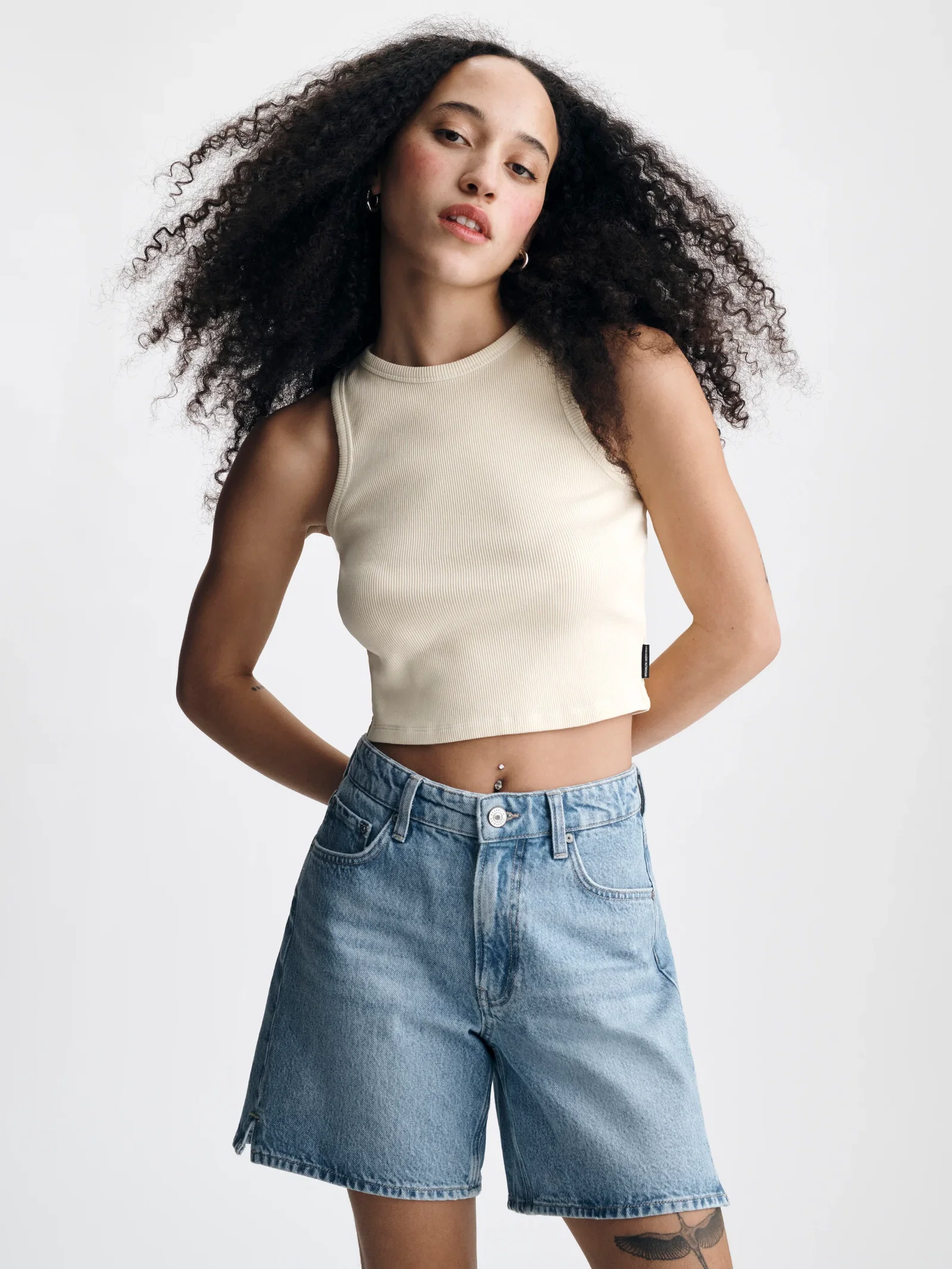 Image of Women's Ribbed Cropped Tank Top in Transparent Yellow