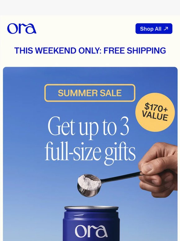 Free shipping + free gifts all weekend