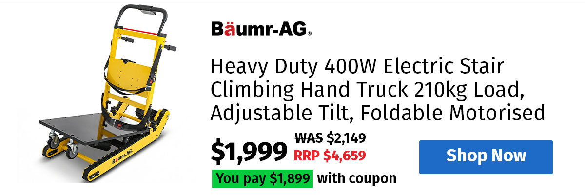 BAUMR-AG Heavy Duty 400W Electric Stair Climbing Hand Truck 210kg Load, Adjustable Tilt, Foldable Motorised Dolly Cart for Moving Furniture Appliances Equipment