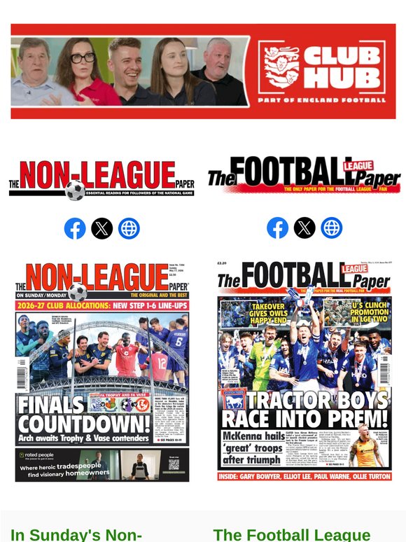 IN SUNDAY’S NLP > REACTION FROM OUR NATIONAL GAME AWARDS WINNERS / MAHER’S SHOCKING & SWIFT EXIT AFTER GUIDING SOUTHEND TO FA TROPHY GLORY / AFC STONEHAM CELEBRATE FA VASE SUCCESS / MCGRATH ON HIS NEW GIG AT HALIFAX / ANTOINE SEMENYO PROFILE / A GUIDE TO EVERY PROMOTION WINNER ACROSS NON-LEAGUE