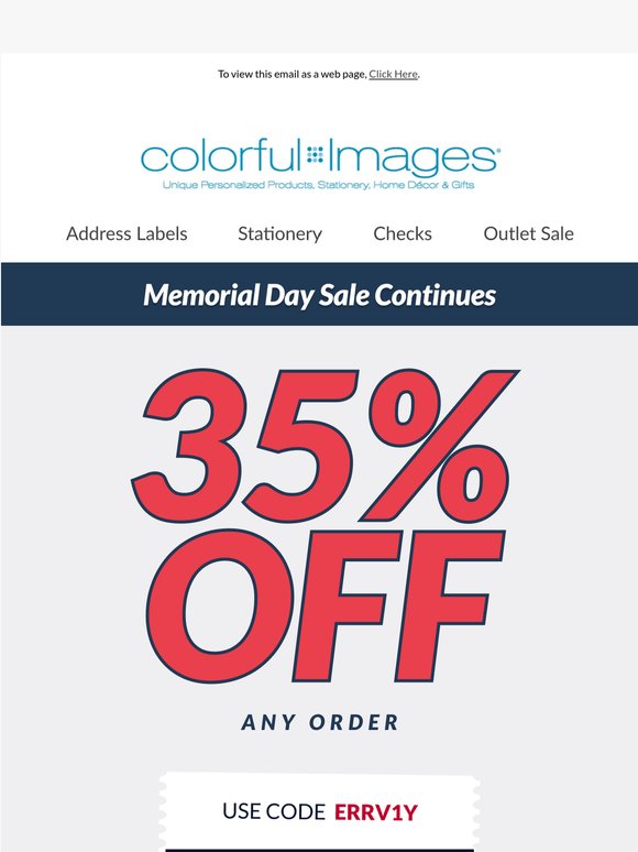 35% off sitewide - Memorial Day Sale reminder