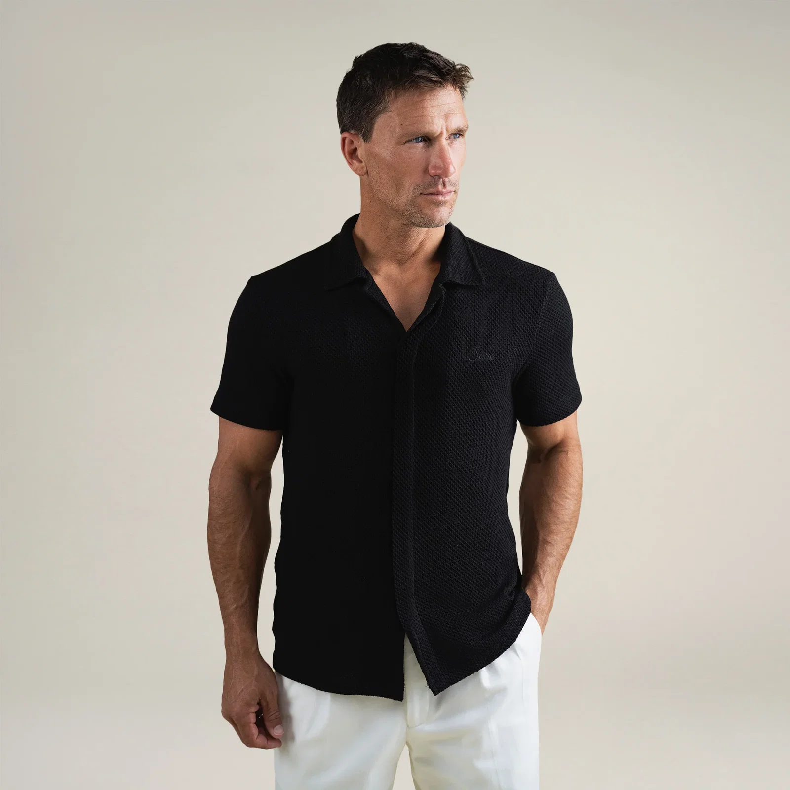 Image of Knit Camp Shirt - Black