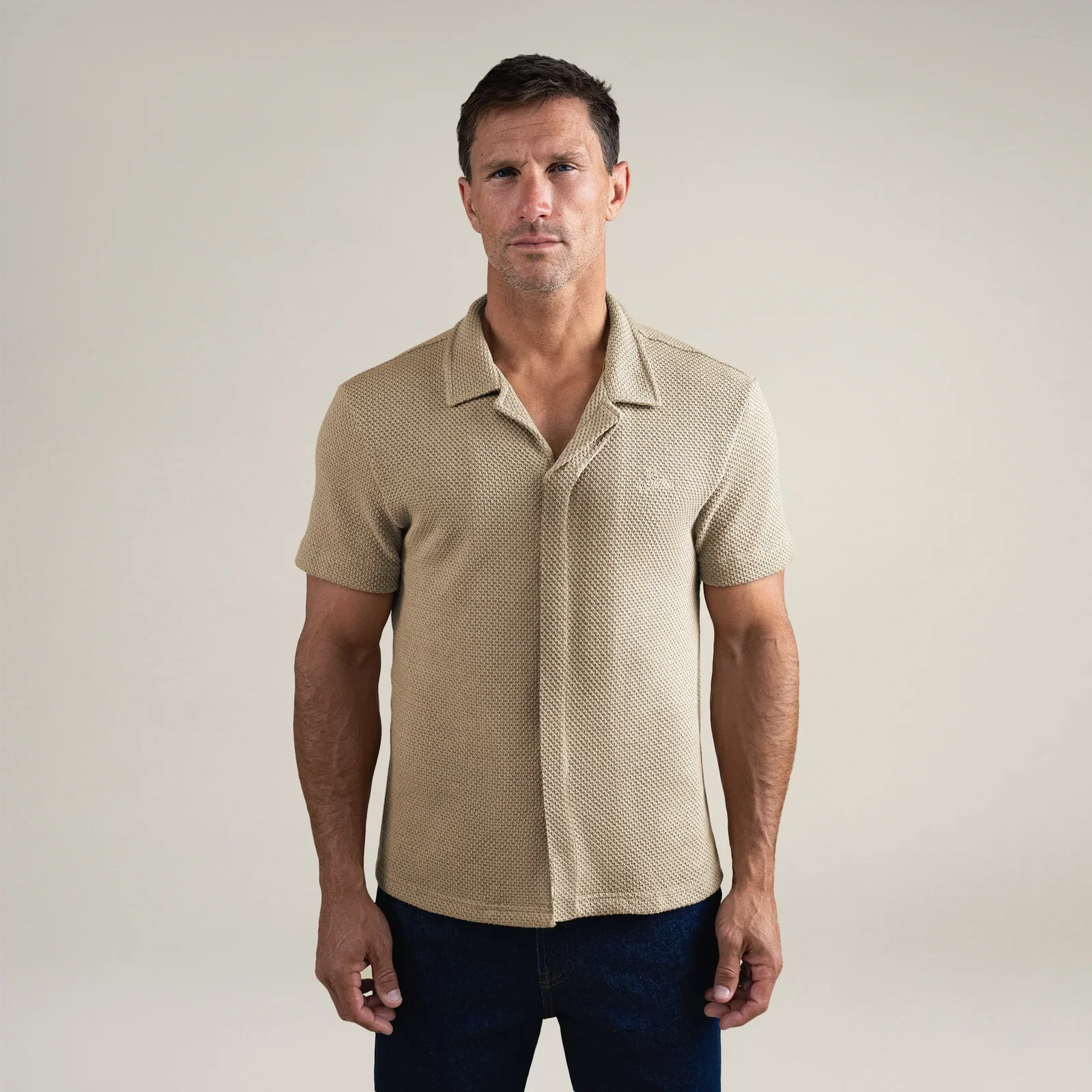 Image of Knit Camp Shirt - Khaki