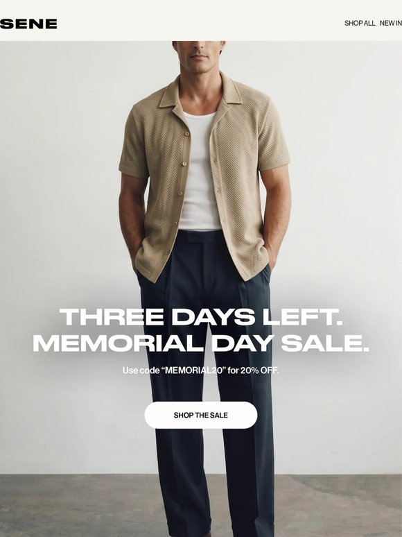 Three days left. 20% off sitewide.