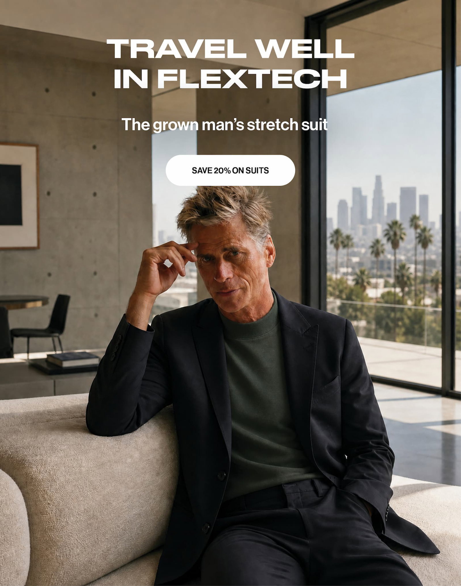 Dinner doesn’t need a dress shirt. A well-fitted tee with the tailored Soho FlexTech Pant is the uniform for any restaurant you’d actually want to eat at. Clean, considered, and done in two minutes.