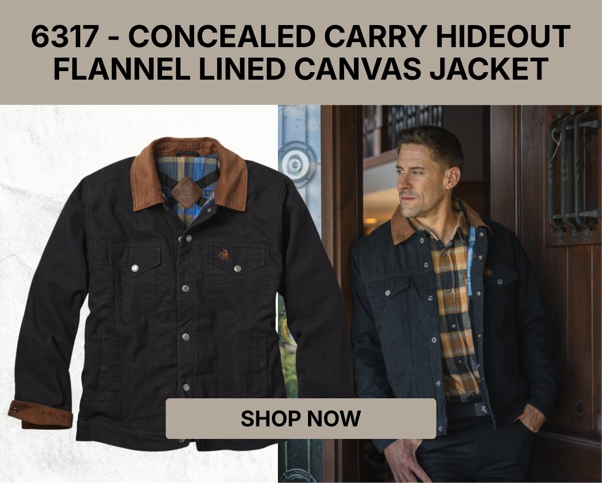 Men's Concealed Carry Hideout Flannel Lined Canvas Jacket