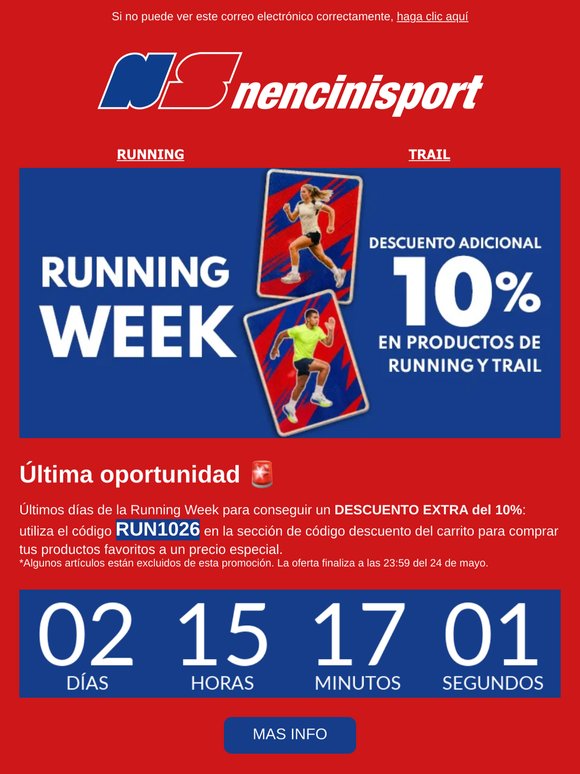 Últimos días para EXTRA 10% - Running Week 🏃🏻‍♂️
