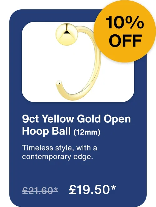 10% OFF 9ct Yellow Gold Open Hoop Ball