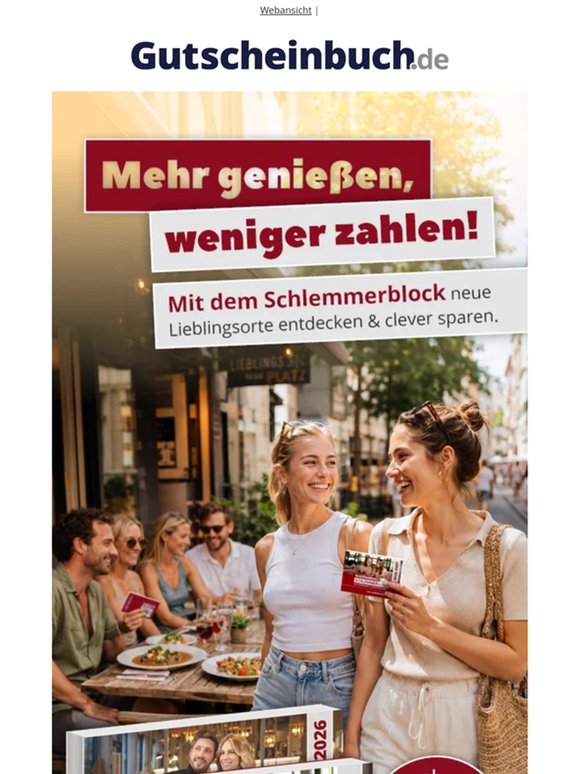 Ab 9,99 €: Mehr genießen und weniger zahlen – Schlemmerblock 2026/2027 + Gratis-Blöcke sichern!
