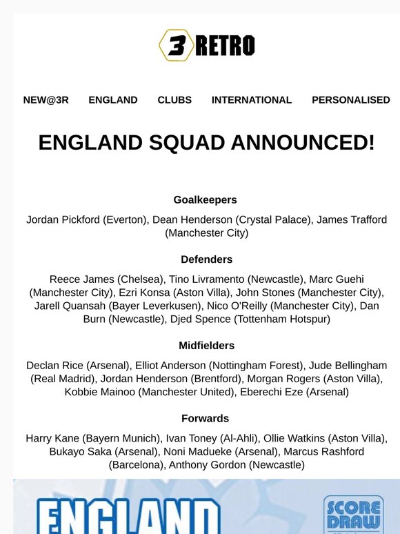 ENGLAND WORLD CUP SQUAD ANNOUNCED | CHECK OUT THE FULL RETRO COLLECTION