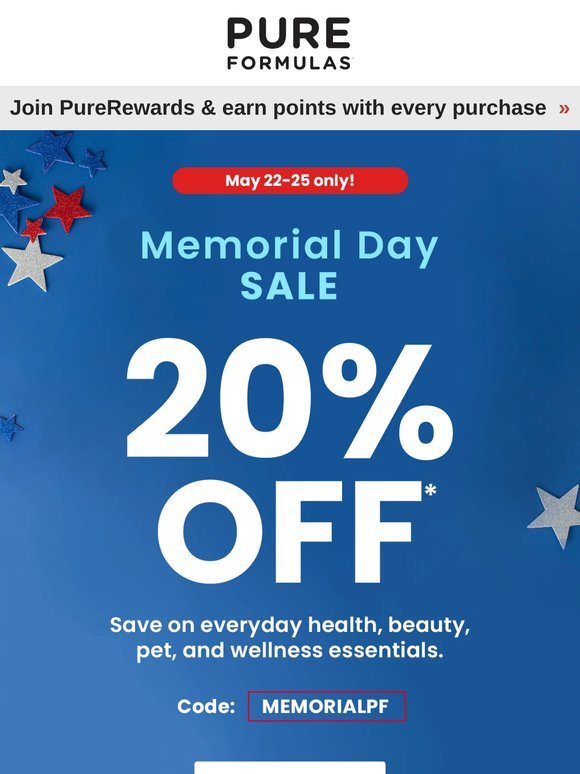 Celebrate Memorial Day with 20% OFF 🎉