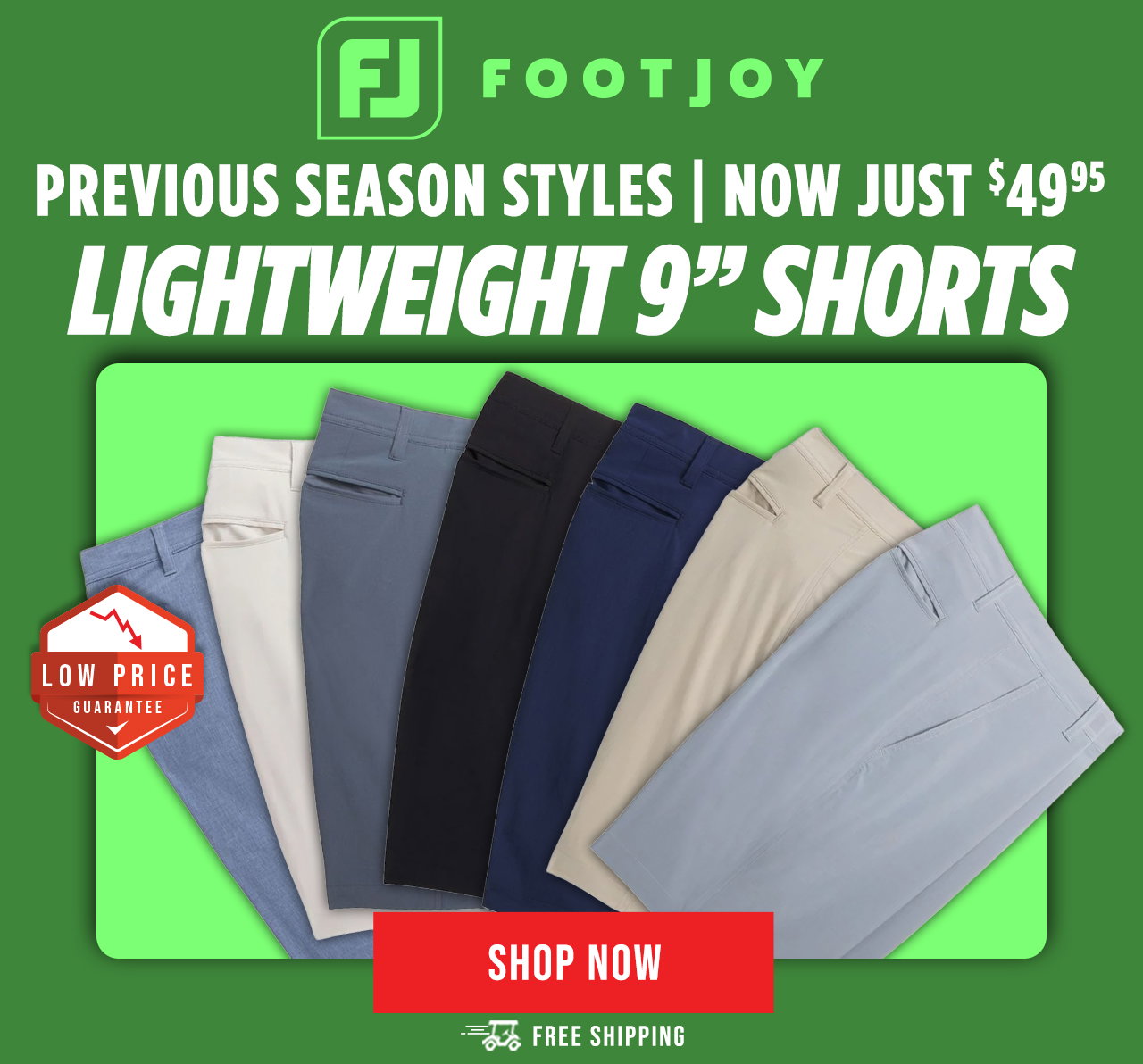 FootJoy Lightweight 9 inch Shorts | Previous Season Styles