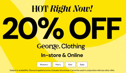 20% Off All Clothing - Including Sale Items - Men's, Women's &...