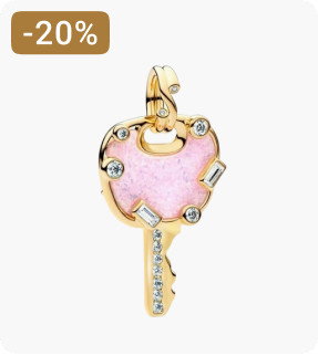 grand charm pendant cle love rose opalescent dore