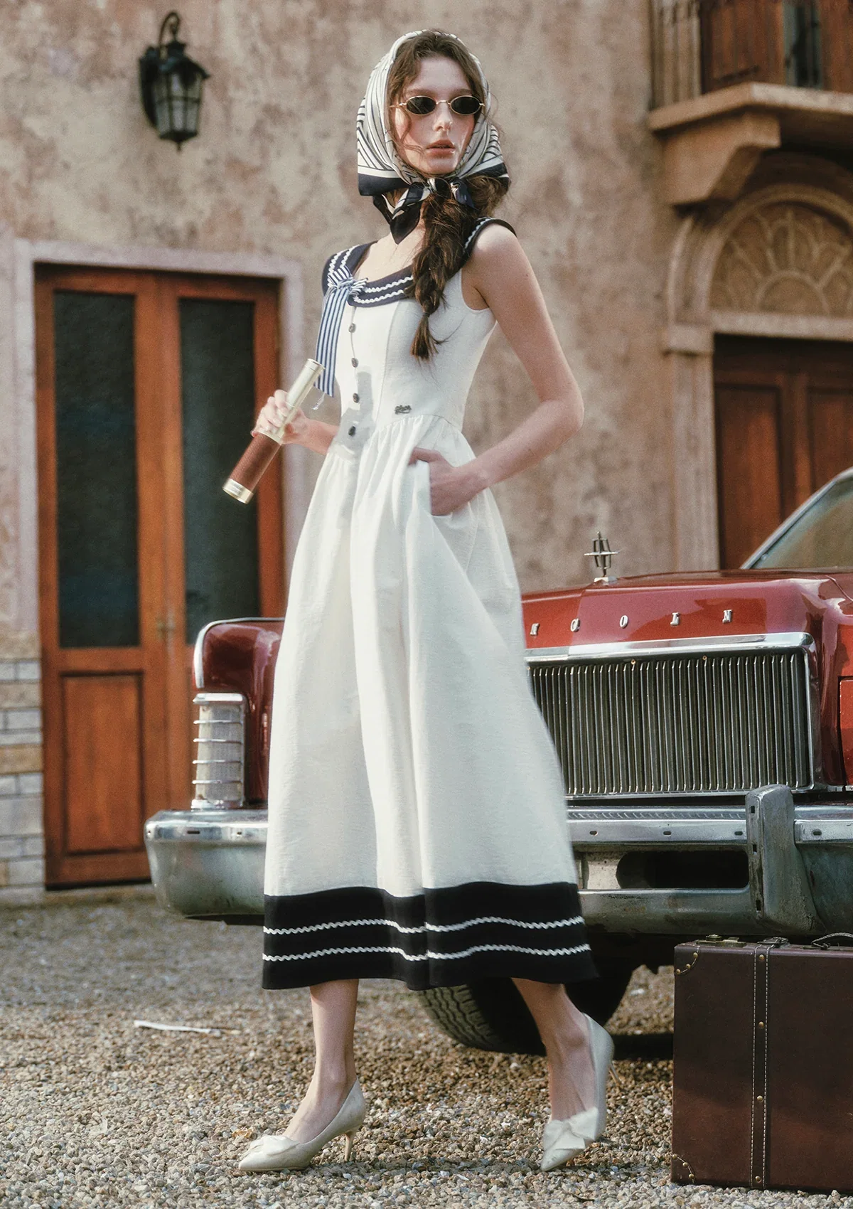 Image of Sailor Love Letter Dress (Navy)