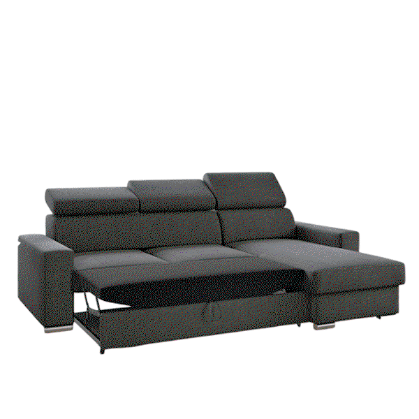 Ecksofa Tokio mit Bettfunktion, ca. 203 x 127 cm - Schwarz