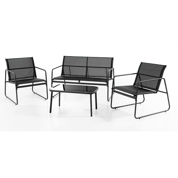 4tlg. Garten-Set - Schwarz