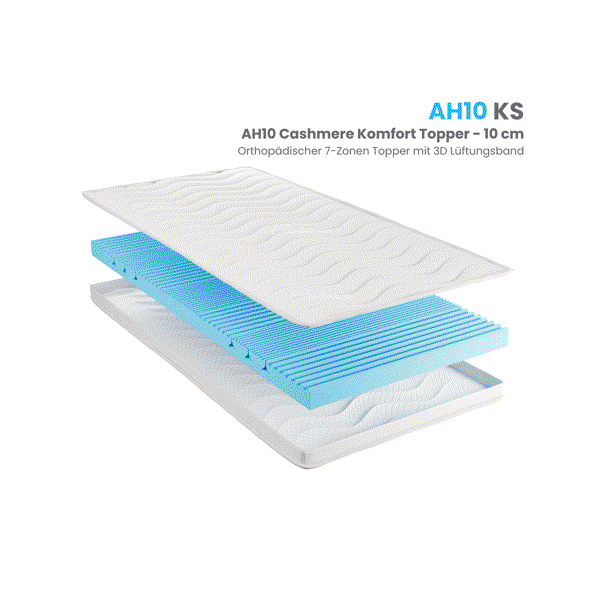 AH10 Noppen Komfort-Topper – 10 cm Kaltschaum mit Marble-Effekt & orthopädischer 7-Zonen 3D Topper, Noppenstruktur