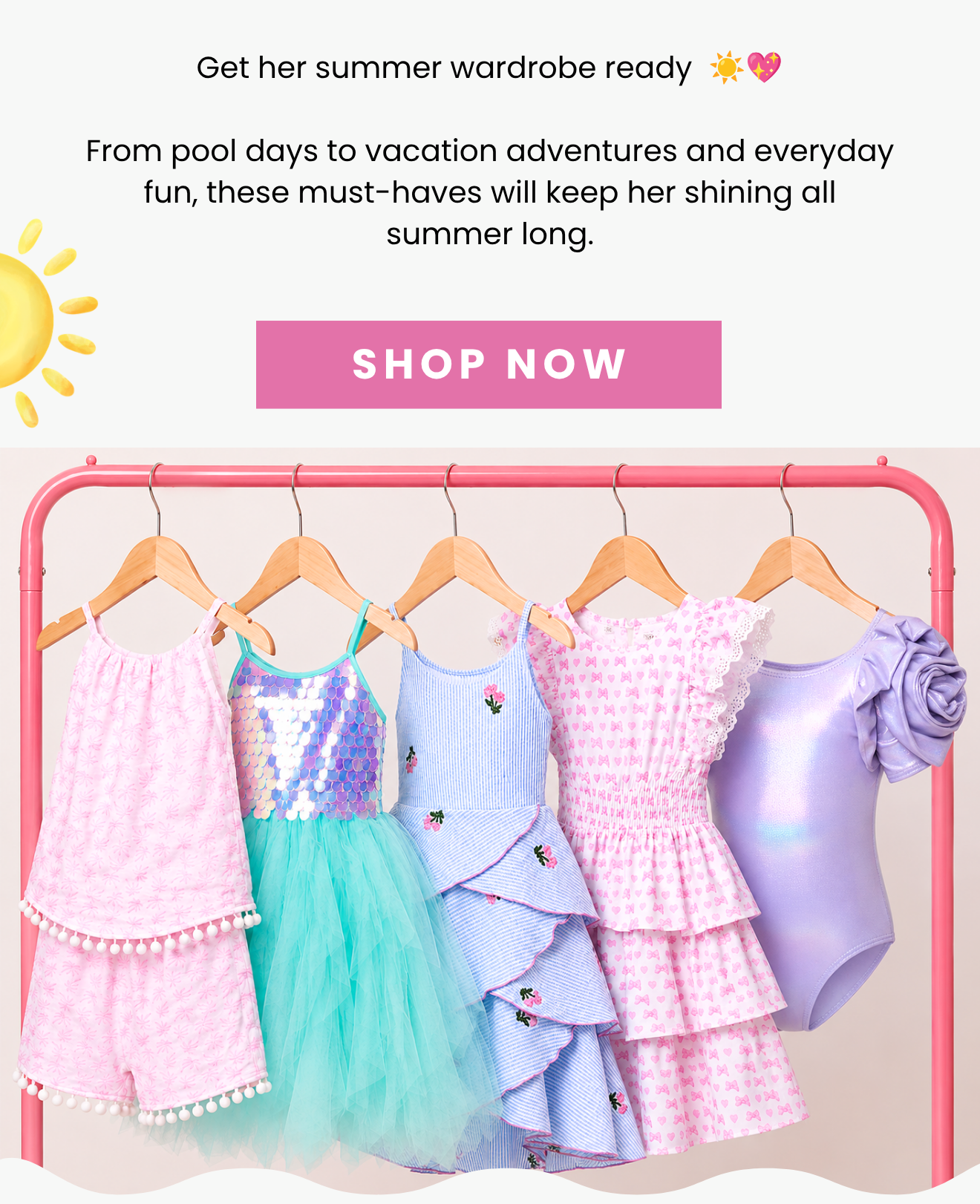 Get her summer wardrobe ready ☀️💖 Shop adorable girls summer styles for pool days, vacations, parties, and everyday fun. Discover colorful dresses, matching sets, and playful outfits designed to keep her stylish and comfortable all season long.