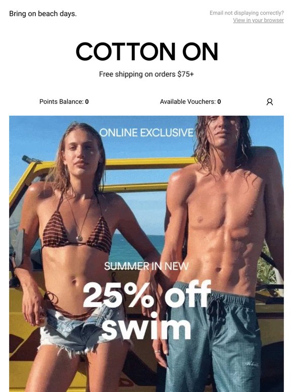 Forecast: Sunshine & 25% off swim (!!)