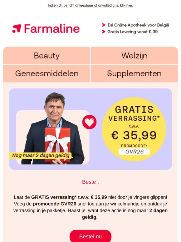 🎁 Je laat de gratis verrassing t.w.v. € 35,99 toch niet liggen?