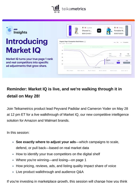 Reminder: Join the Market IQ Live Webinar with Teikametrics