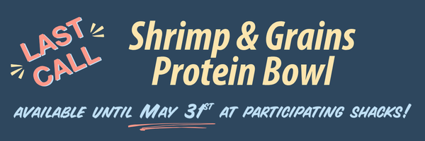 Shrimp & Grains Protein Bowl Poster with photo of bowl 