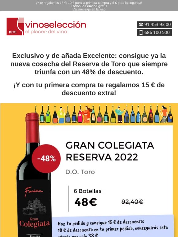 ¡8€ bot! Gran Colegiata Reserva, de Toro, Exclusivo y añada Excelente | Gran Colegiata Reserva 2022