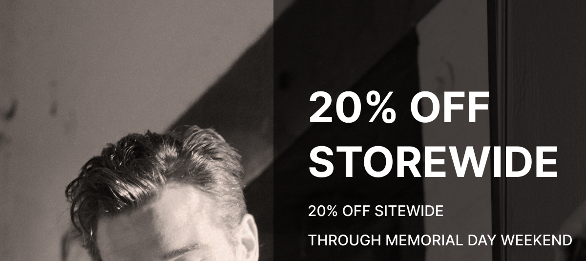 Memorial day sale - Save 20% off Sitewide 