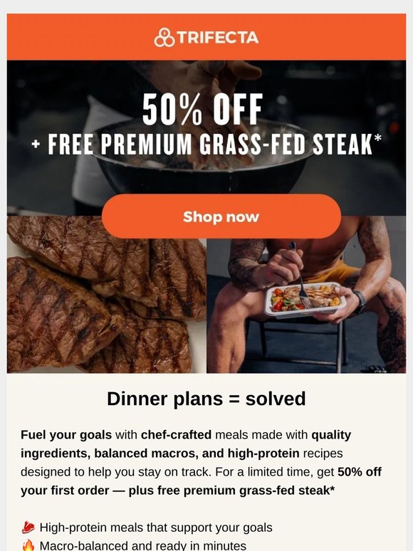 High-protein meals plus free steak