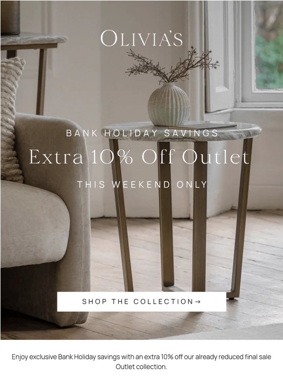 Extra 10% Off Outlet This Weekend