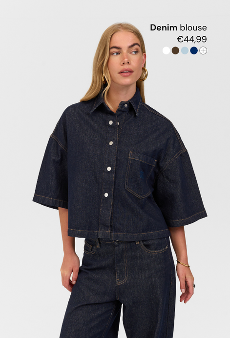 Denim blouse korte mouw
