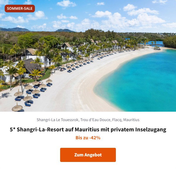 5* Shangri-La-Resort auf Mauritius mit privatem Inselzugang
