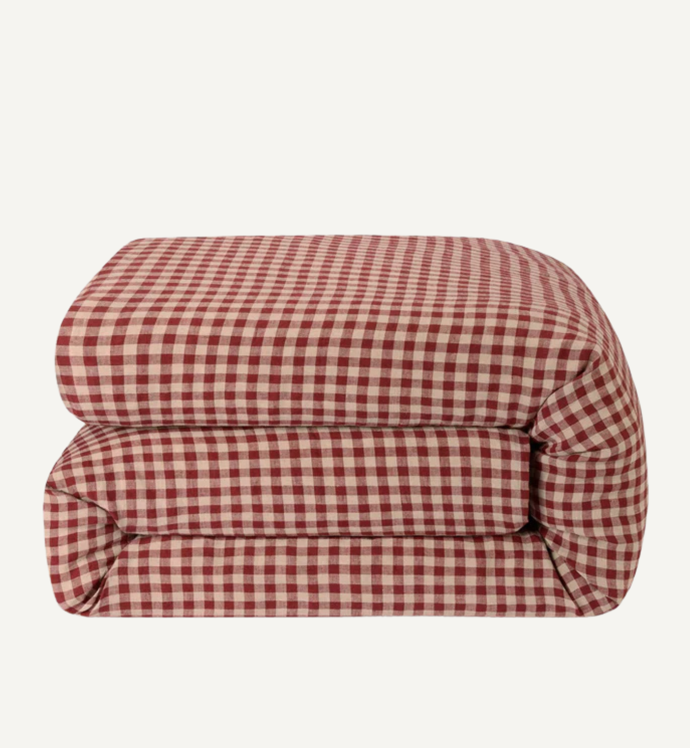 Rhubarb Gingham 100% Linen Duvet Cover