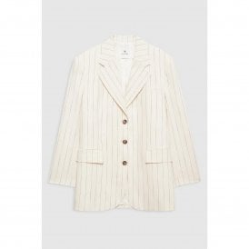 Anine Bing Sara Blazer Cream And Black Stripe