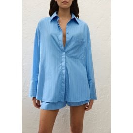 Faithful The Brand Clemente Shirt Mico Pinstripe Azul