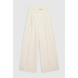 Anine Bing Lou Trousers Cream And Black Stripe