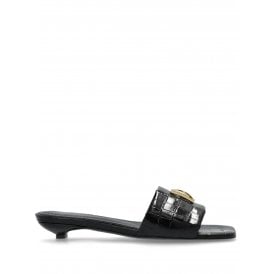 Anine Bing Ria Sandals Monogram Embossed Black