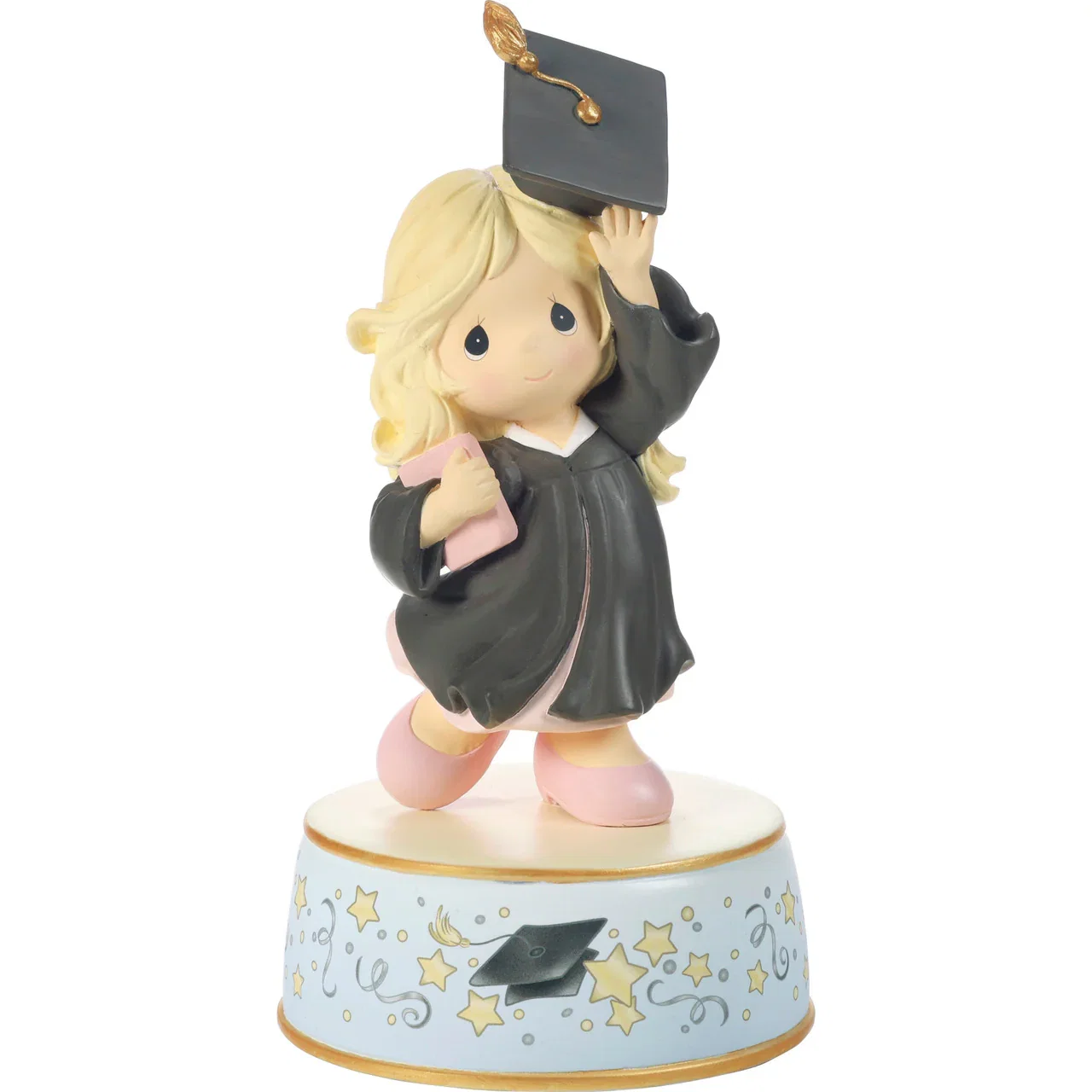 Image of From Cap And Gown To New Horizons Blonde Girl/Black Gown Graduation Musical