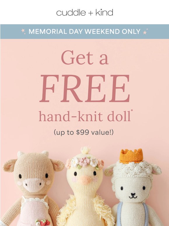 FREE hand-knit doll | up to $99 value!