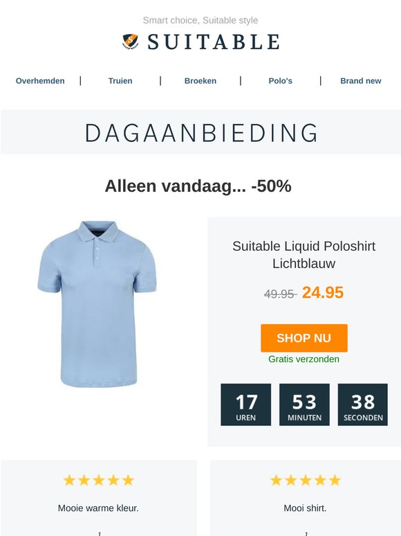 Alleen vandaag: Suitable Liquid Poloshirt Lichtblauw