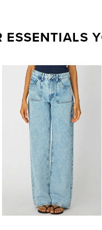 Denim Light Wash Wide Leg Jean Front Pocket Detail