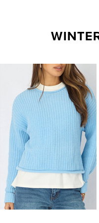 Blue Basic Knit Long Sleeve Boat Neck