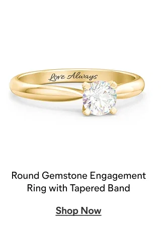 Round Gemstone Engagement Ring with Tapered Band