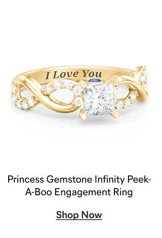 Princess Gemstone Infinity Peek-A-Boo Engagement Ring with Accent Stones