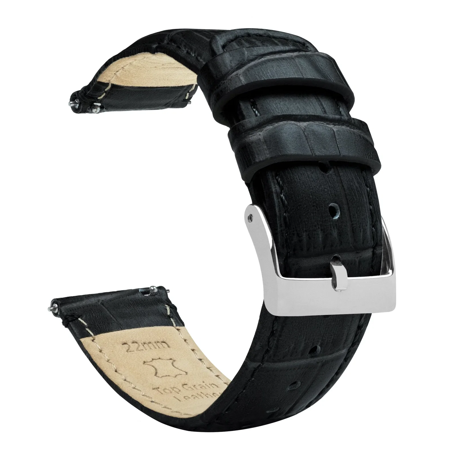 Image of Black Alligator Grain Leather Watch Band