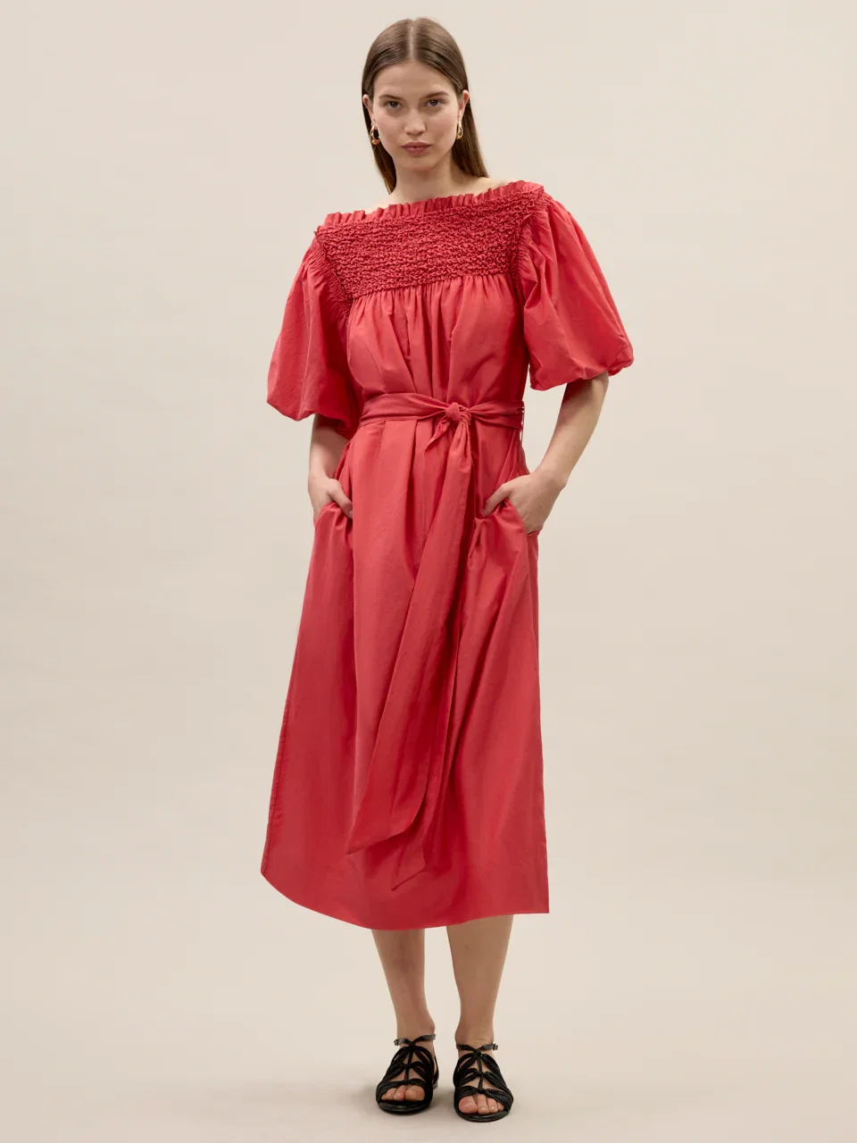 Image of Merrick Silk Cotton Midi Dress